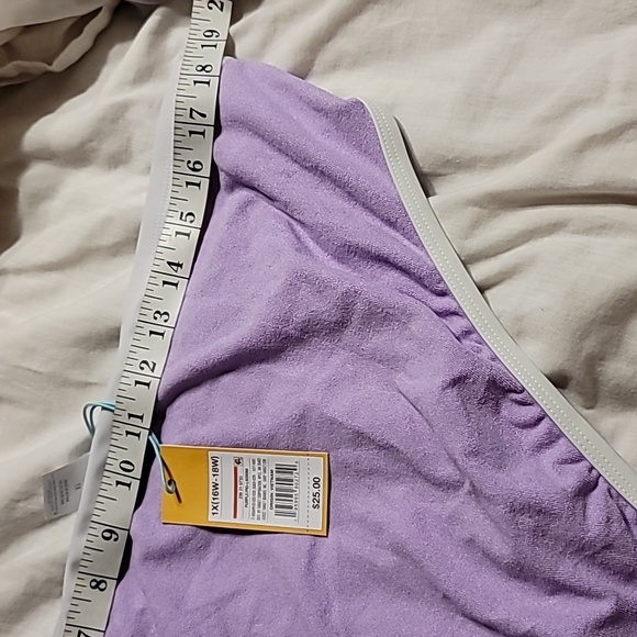 NWT MEDIUM COVERAGE HIGH WAISTED BIKINI BOTTOM LILAC AND WHITE VOLLEY BA… cute - Picture 9 of 12